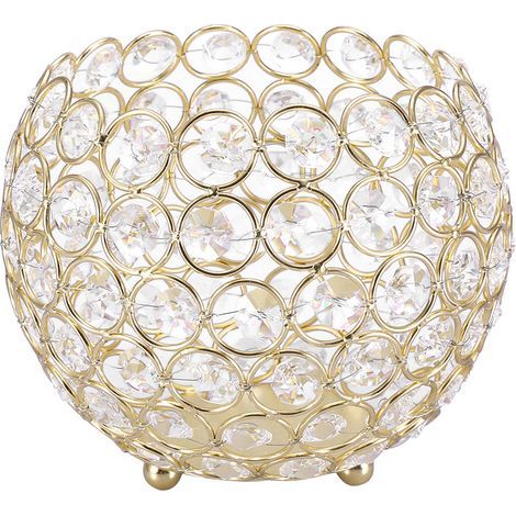 Bougeoirs en cristal pour bougies chauffe-plat, décoration de mariage, centres de table (diamètre doré 15 cm) (1/5)