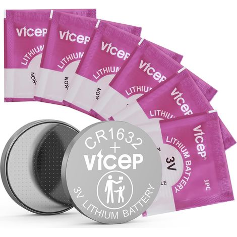Lot de 6 Piles CR1632 Pile Bouton CR 1632 Lithium 3V pour les porte-clés de voiture, les montres, les télécommandes, les calculatrices et autres, emballées individuellement (1/5)