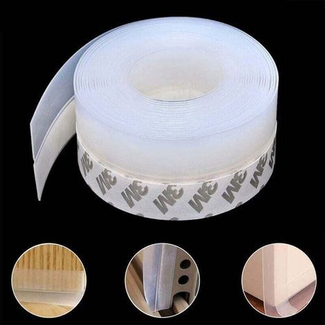 Joint d'étanchéité en silicone de 10 m, joint de porte, joint de fenêtre, joint anti-courant d'air pour portes de douche en verre, étanche à l'eau et au vent, insonorisant, 25 mm (1/4)