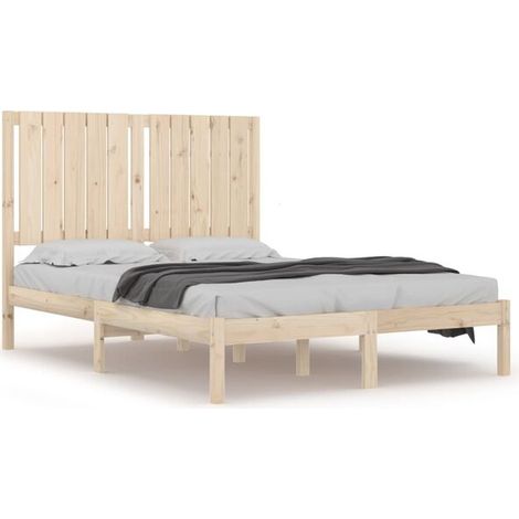 Cadre de lit (matelas non inclus) 120x190 cm en bois massif (1/5)