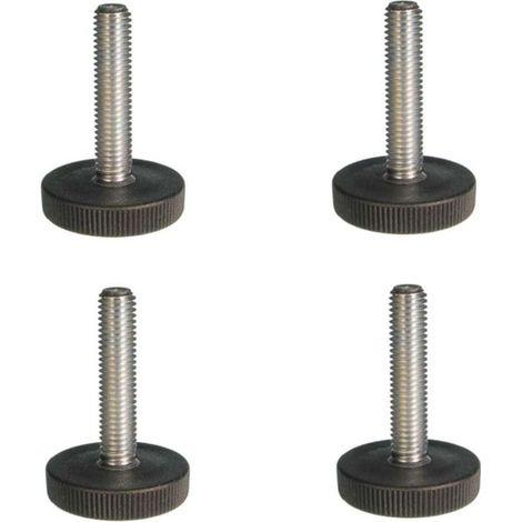 Lot de 4 vis pieds M10 x 25 mm – Base 29 mm – Tête plastique – Tige acier galvanisé pour fixation meubles – Pour tables et chaises (1/2)