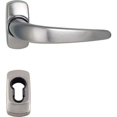 Paire de Poignée de Porte Sur Rosaces , XU,"STELUS" + 2 Rosaces Cylindres couleur inox, produit qualité supérieure, durable et fiable, matériaux sélectionnés, conforme normes - KZQ