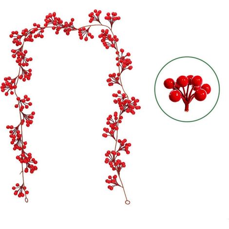 Guirlande De Baies Artificielles - Branche Simulée En Plastique - 175 Cm - Pour Couronnes De Noël Et Décoration Intérieure Extérieure - 1 Pièce (1/5)