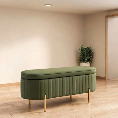 Pouf coloris vert en polyester métal 108 x 44 x 43,5 cm (1/5)