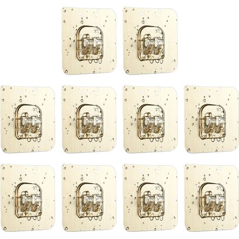 Starke Klebehaken, 10 Stück, Küchenhaken, Markenlos, Wiederverwendbar, Kein Bohren erforderlich, 40 g, Goldharz (1/5)