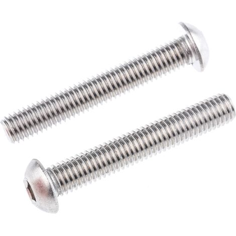 Vis à six pans creux, M8 x 50mm, tête Vis bombée à tête creuse hexagonale, en Acier Inoxydable ( Prix pour Sachet de 25 )