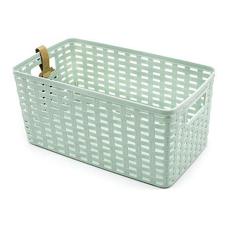 Cesta de almacenamiento organizador Rattan mimbre 5 Litros Verde claro (1/4)