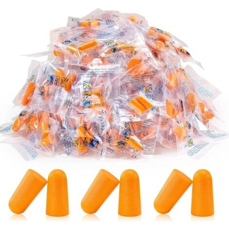 Lot de 200 paires de bouchons d'oreille en mousse ultra souple pour la suppression du bruit et le ronflement