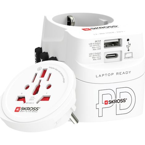 Skross 1.302474 Reiseadapter  Pro Light USB AC45PD World