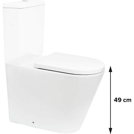 Brevis cuvette WC à poser adaptée PMR sans bride en céramique (réservoir non fourni), blanc (SATBRE32M)