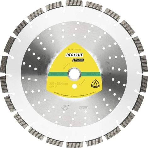 Klingspor 340230 DT 612 UT Dischi da taglio diamantati Supra per smerigliatrici angolari per edilizia/calcestruzzo/cemento armato/calcareo, diametro 350 mm, perforazione 25,4 mm