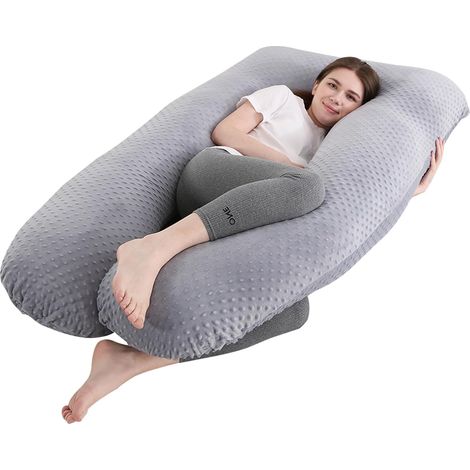 Coussin Grossesse Forme U - Soutien Dos Et Jambes - Housse Minky Dot Lavable - Oreiller Maternité Allaitement (1/5)