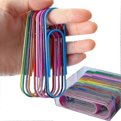 Trombones surdimensionnés, 40 grands trombones de 4 pouces (11 cm) - Trombones colorés recouverts de vinyle pour l'organisation des dossiers (1/5)