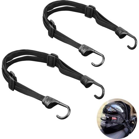 Pack de 2 sangles d'arrimage Sangles de bagage de vélo Sangles d'arrimage élastiques avec crochets Porte-bagages réglable Sangle de vélo pour casque de moto Bagage de vélo Noir