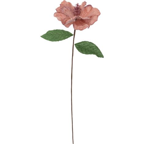 Branche décorative spéciale fêtes Fleur velours Rose pailleté H 65 cm - Feeric Christmas (1/2)
