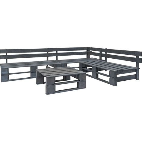 vidaXL Salon de jardin palette 4 pcs Bois Gris (1/3)