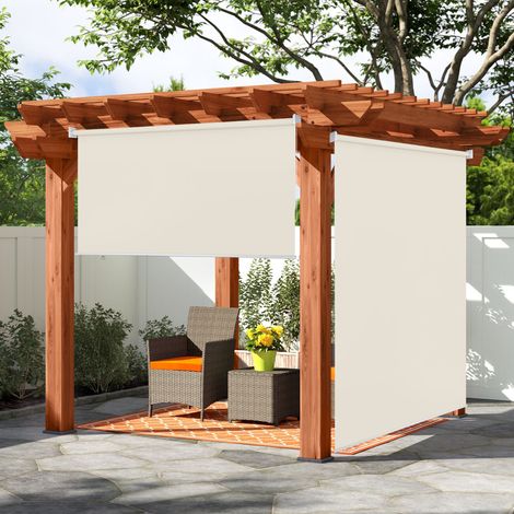Randaco Senkrechtmarkise 140x240 cm Balkonrollo Beige UV Schutz Sonnenschutz Sichtschutz wasserdicht wetterfest Balkon Terrasse
