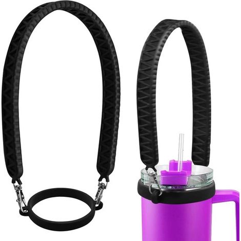 Porta borraccia con maniglia a tracolla per borraccia - impugnatura in silicone - adatto a varie borracce - da 8 a 40 oz - con Stanley (1/5)