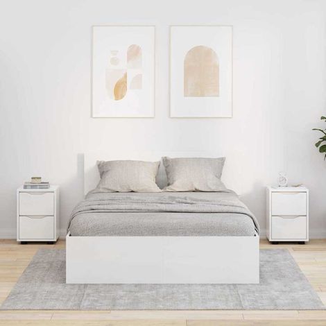 vidaXL Comodini con cassetto 2 pcs Bianco Lucido 30,5 x 30 x 43