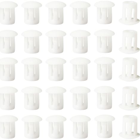 Embouts d'insertion - Embouts de fixation ronds verrouillables - Pour tubes de poteaux de clôture de meubles - 5 mm, 30 unités - Blanc (1/5)
