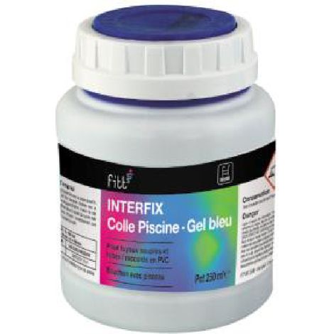 Interplast – Colle gel bleue pour tuyaux PVC souples de piscine 250ml – Texture non coulante avec pinceau intégré – Sans THF – Certifiée CE