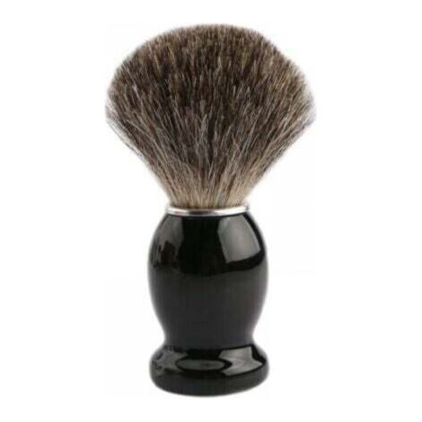 Blaireau à Raser 1PC Poils Véritables - Manche Résine Noir Accents Métalliques Ergonomique Compact Idéal Voyage Cadeau Homme