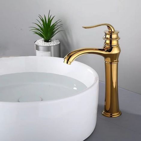 Robinet de lavabo de style ancien européen, eau chaude et froide, style rétro, lavabo, lave-mains, robinet doré anti-éclaboussures