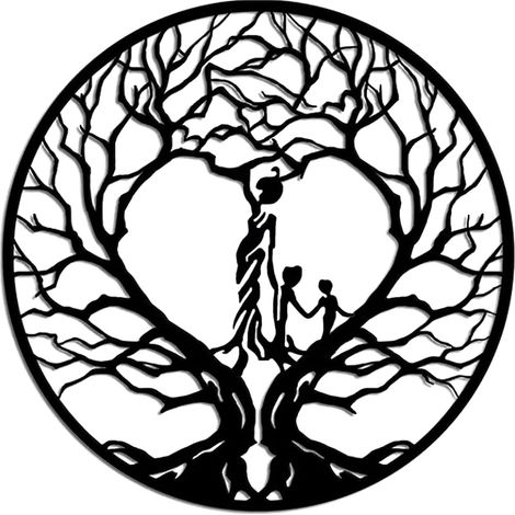Lebensbaum aus Metall, Wanddekoration als Symbol mütterlicher Liebe, hängender Metallbaum, wunderschöner Mutter-Kind-Baum für das Wohnzimmer