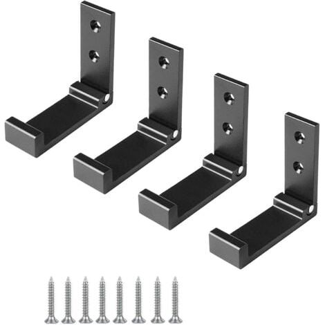 4 Pièces (Noir) Crochet de Suspension Mural en Alliage D'aluminium Patères Pliables à 90 ° avec vis pour Armoire de Porte Murale Cuisine Salle de Bain Bureau Mural Vestiaire Salle de Bain (1/5)