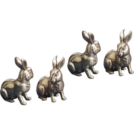 4pièces Statues De Lapins Laiton Vintage Décorations De Bureau Élégantes Sculptures Pratiques pour Salon De Gauche Droite (1/5)