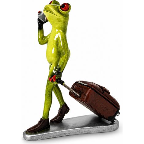 Frosch-Reisefigur mit Koffer, 17,5 cm, Dekoration für Zuhause oder Büro, Geschenk (1/5)
