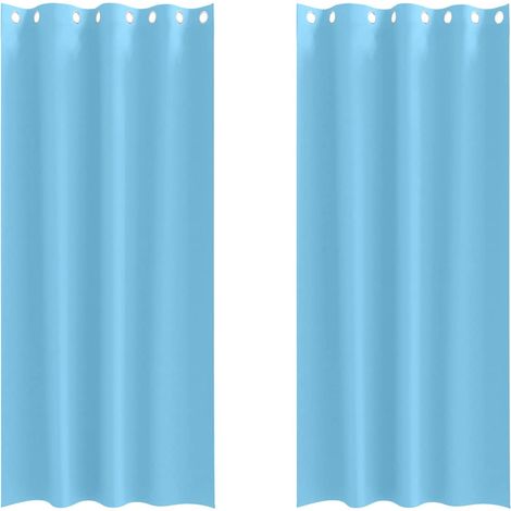 Maison Exclusive - Cortinas Opacas con Anillas 2 pcs Azul Claro 2