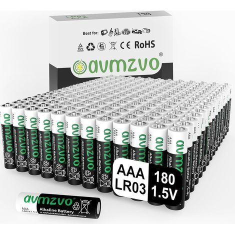 Piles AAA, Lot de 180 Pile LR03, 1,5 V, Puissance Durable, alcalines, puissantes, Peuvent être utilisées pour Les Jouets, Les réveils et Autres appareils électroniques (1/5)