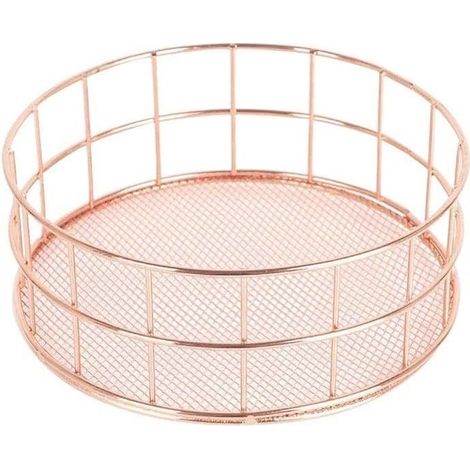 Panier de rangement - Métal - Or rose - 16,5 x 6,5 cm - Design vintage - Multifonctionnel (1/4)