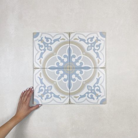 Carrelage Imitation Carreaux de Ciment LA MADELEINE 20x20 cm Gaetine Bleu (1/4)
