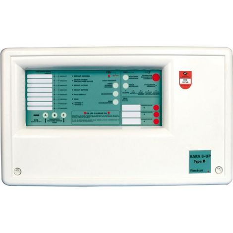 Fireless – Tableau d'alarme incendie KARA 8UP Type B – 8 boucles – Tension de service 12V – Dimensions H 300mm x L 506mm x P 117mm – Poids 6,2 Kg