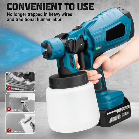 Pistolet peinture sans fil pour 800 ml, pulvérisateur de peinture électrique pour murs, meubles et clôtures (1/5)