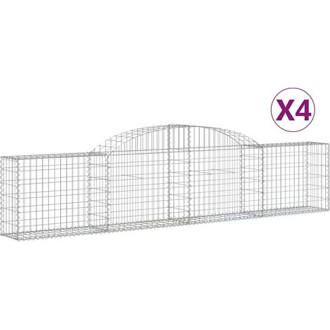 Paniers à gabions arqués 4 pcs  Mur en gabion 300x30x60/80 cm Fer galvanisé