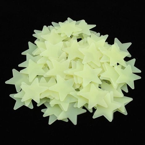 100 autocollants muraux 3D étoiles phosphorescentes pour chambre de bébé/enfant (1/5)