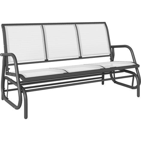 3-Sitzer-Gartenschaukelbank aus Metall und atmungsaktivem Netzgewebe, 147 x 70 x 85 cm, Beige