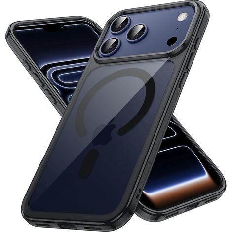 Handyhülle iPhone 17 Pro MagSafe Stoßfest Transparent Schwarz (1/5)