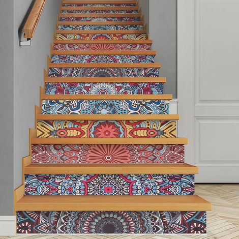 Lot de 14 autocollants d'escalier - 18 x 100 cm - Pour marches d'escalier, bricolage, carrelage - Décoration de maison pour marches d'escalier, cuisine, salle de bain (004) (1/5)