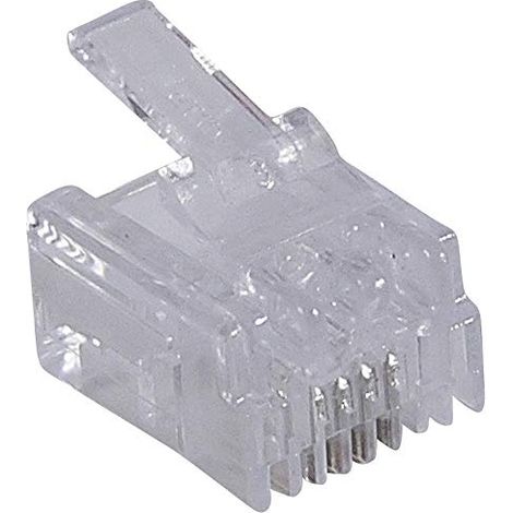 Fiche RJ11 4 contacts largeur 9,65mm pour câble rond LEGRAND 051701 (1/3)