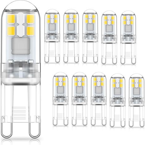 G9-LED-Leuchtmittel, 1,5 W, entspricht 20 W Halogen, kaltweißes Licht 6000 K, AC 220–240 V, nicht dimmbar, Mini-Glühlampe, kein Flackern, 10 Stück