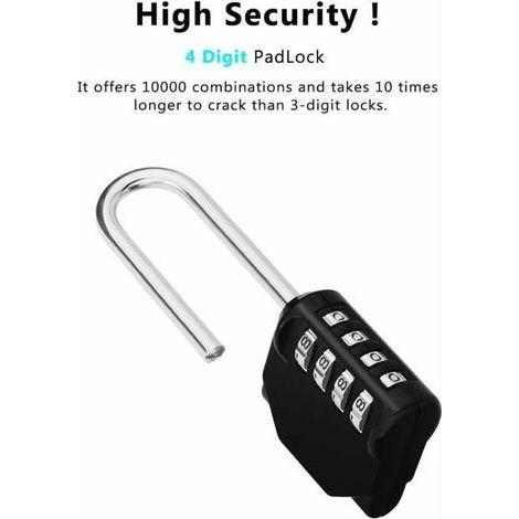 HONORNIC - Cadenas code anse longue exterieur pour portail, abri de jardin, 4 chiffres grande Cadena a combinaison long pour casier vestiaire (1/4)