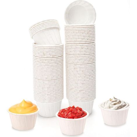 100 bicchieri di carta, confezione monouso, 6,8 x 5 x 3,9 cm, vassoio e contenitore per ketchup, cera per la depilazione di viso e naso, uovo (1/5)