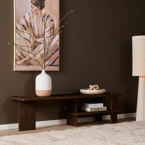 Banc TV en bois marron 160 cm ALMA (1/3)