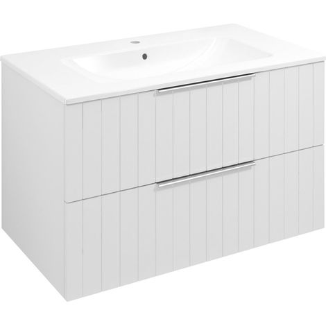 CIRASA STRIP Meuble sous-vasque 79,8x52x46cm, blanc mat (1/4)