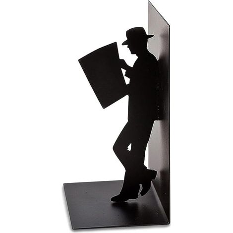 Serre-Livres - Métal Noir - 17 x 10 x 8 cm - Pour Bibliothèque Intérieure - Lot de 1 (1/5)
