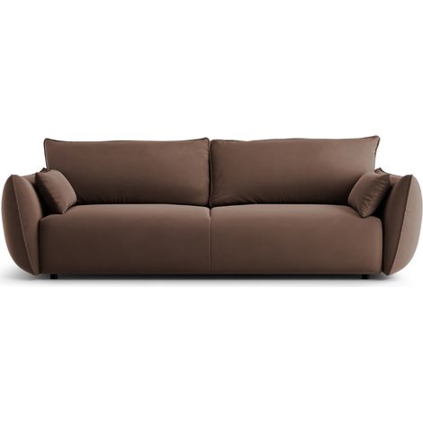 Canapé convertible + box 3 places en velours chocolat (1/5)
